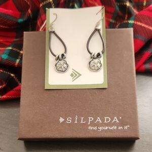 Silpada Leather and Silver Teardrop Earrings